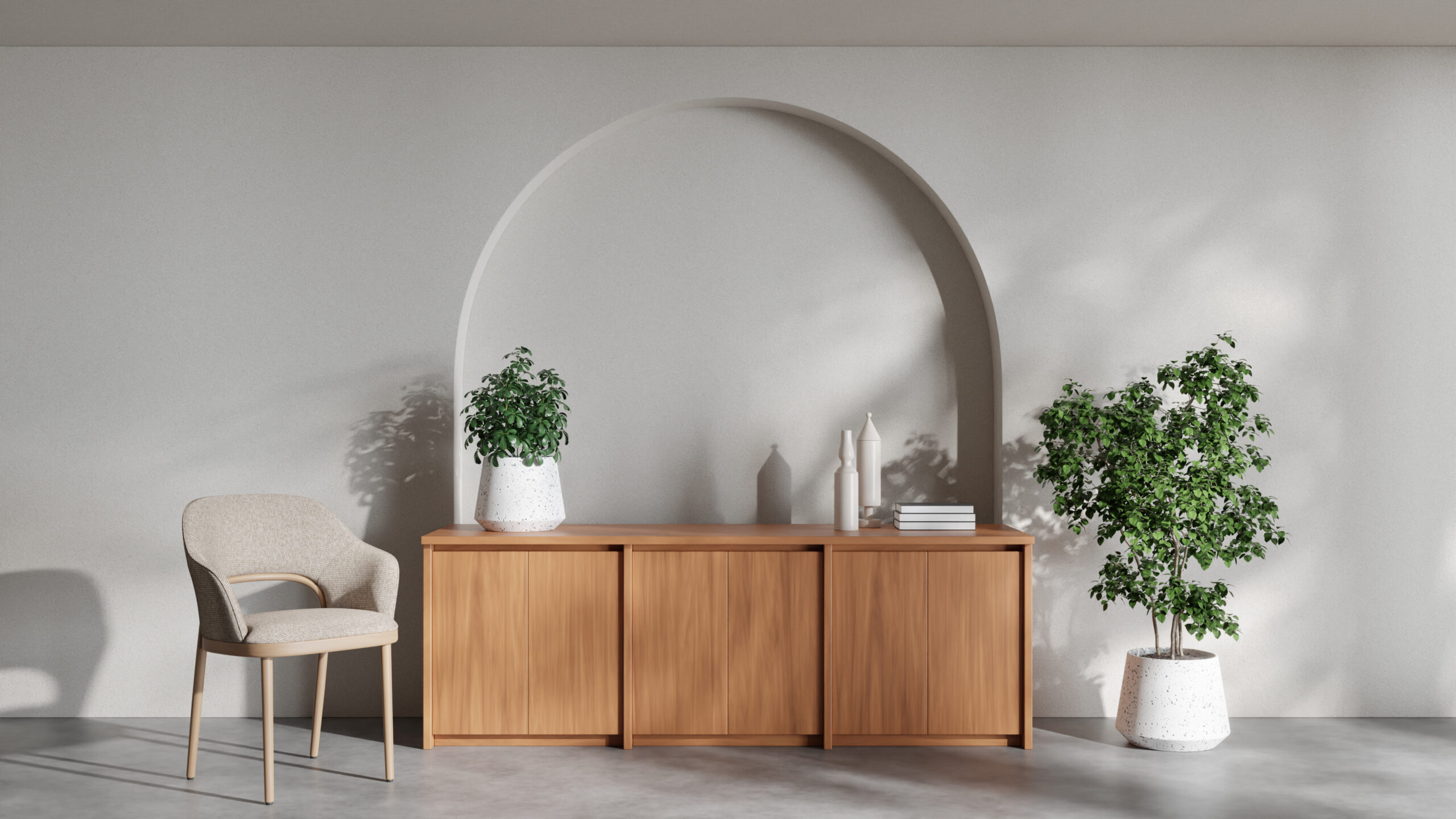 Minimalistisk nymalet interiør